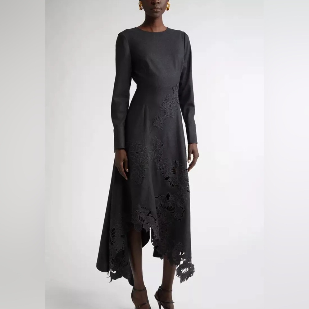Oscar de la Renta Wool Fit & Flare Dress